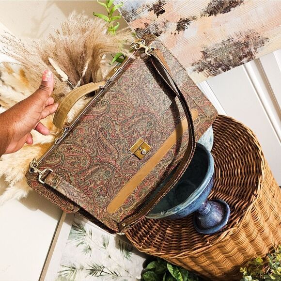 VTG Made In Korea Evelope Style Paisley Print Portfolio Briefcase. - Picture 11 of 15